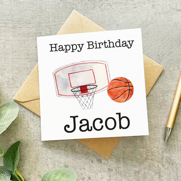 Carte d’anniversaire de basket-ball, carte de basket-ball, carte d’anniversaire pour garçons, pour filles, pour adolescents, carte de sport, cadeau d’anniversaire de basket-ball