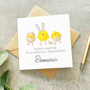 Carte de Pâques personnalisée petit-fils, carte de Pâques pour petit-fils, carte de Pâques personnalisée, carte poussins, première carte de Pâques, 1ère carte de Pâques,