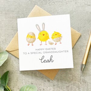 Carte de Pâques personnalisée petite-fille, carte de Pâques pour petite-fille, carte de Pâques personnalisée, carte poussins, première carte de Pâques,