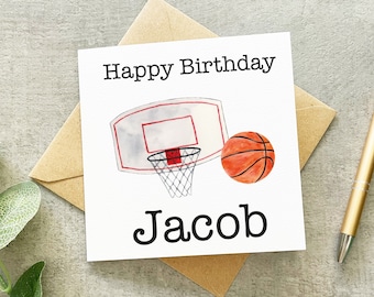 Basketball Birthday Card, Basketball Card, Birthday Card For Boys, For Girls, For Teenager, Sports Card, Basketball Birthday Gift