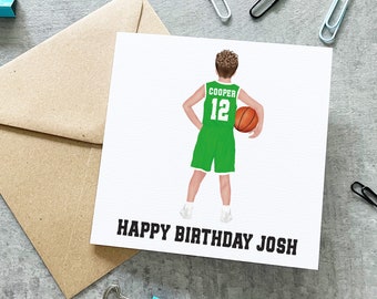 Carte d’anniversaire de basket-ball, carte de joueur de basket-ball, carte de basket-ball, carte d’anniversaire de filles, carte d’anniversaire de garçons, carte d’anniversaire personnalisée