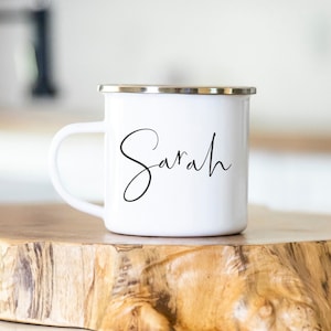 Personalised Camping Mug, Enamel Mug, Name Mug, Bridesmaid Gift, Festival Mug, Fishing Mug, Birthday Gift For Friend, Garden Mugs, Allotment