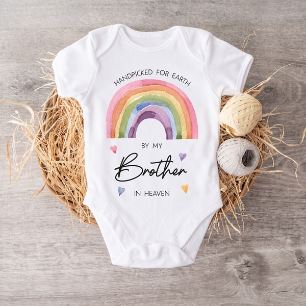 Handpicked For Earth, Rainbow Baby Vest, Handpicked By My Brother In Heaven, New Baby Gift, Rainbow Baby Vest, Baby Boy Vest, Rainbow Baby