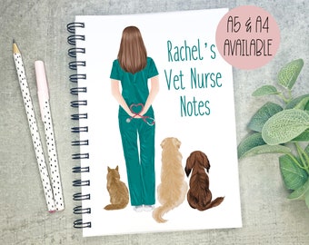 Personalised Vet Nurse Notebook, Trainee Vet Nurse Gift, Vet Nurse Thank You Gift, Vet Nurse Present, A5 Notebook, A4 Notebook