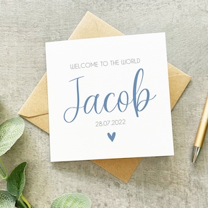 Bienvenue dans le monde, nouveau bébé garçon, carte bébé garçon, nouvelle carte bébé personnalisée, c’est un garçon, carte de félicitations, nouvelle carte bébé, petite fille