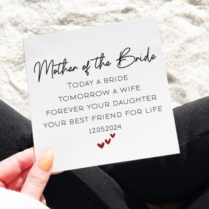 Carte personnalisée des mères de la mariée, carte pour le mariage d'une maman, à ma mère le jour de mon mariage, cartes de mariage, carte de remerciement pour maman, matin de mariage