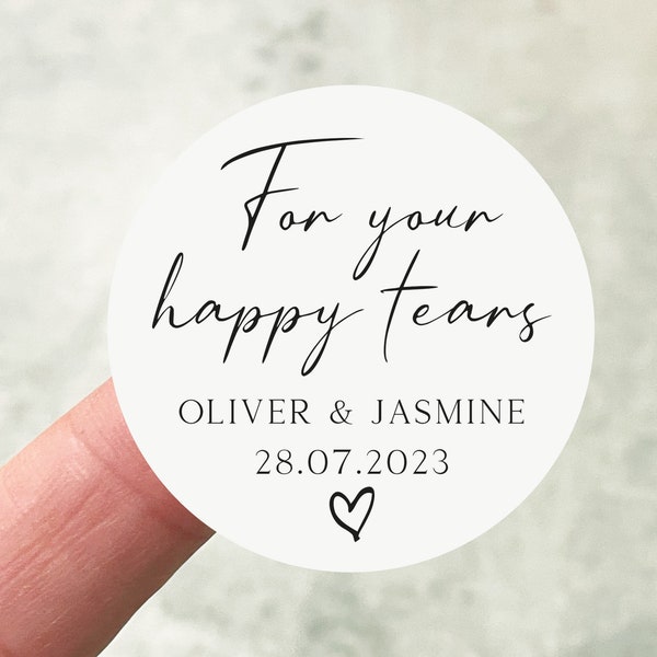 Happy Tears Tissue Stickers, Wedding Tissue Stickers, Personalised Wedding Tissue Stickers, For Your Happy Tears, Wedding Stickers