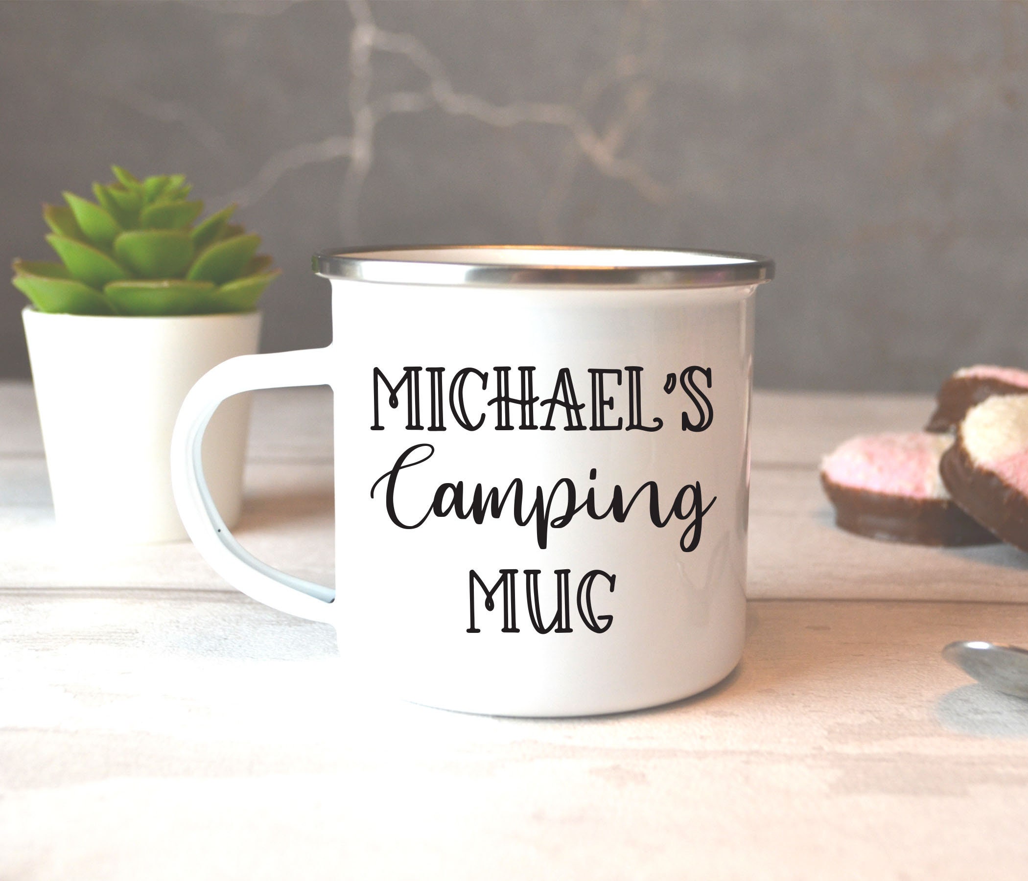 Personalised Camping Mug Enamel Mug Name Mug Camping Gift Etsy