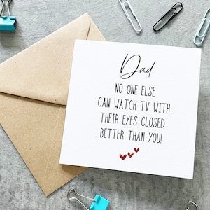 Funny Dad Card, Funny Father's Day Card, Sarcastic Dad Birthday Card, Watch TV With Eyes Closed, Card For Dad, Grandad Card,