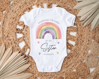 Handpicked For Earth, Rainbow Baby Vest, Handpicked By My Sister In Heaven, New Baby Gift, Rainbow Baby Vest, Baby Boy Vest, Rainbow Baby