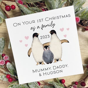 1er Noël d'un bébé, premier Noël en famille, pingouin, nouveau-né, 3 enfants