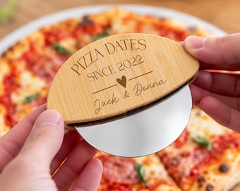 Personalised Couples Pizza Wheel, Date Night Pizza Cutter, Anniversary Present, Pizza Lovers