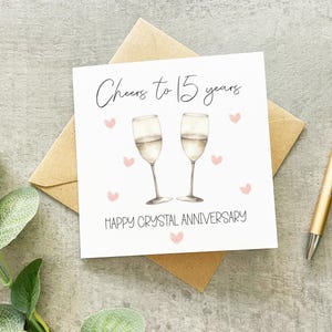 15 Year Anniversary Card, Crystal Anniversary Card, Cheers To 15 Years, Traditional Anniversary Card, 15 Years Anniversary, Funny Pun Card