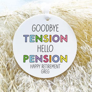 Adieu la tension bonjour pension, cadeau de retraite personnalisé, souvenir de retraite, cadeau de retraite amusant, cadeau de retraite pour homme, pour elle