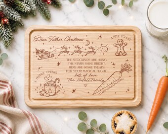 Personalised Christmas Eve Board | Father Christmas Treats | Wooden Christmas Eve Tray | Santa Milk & Cookies | Family Tradition