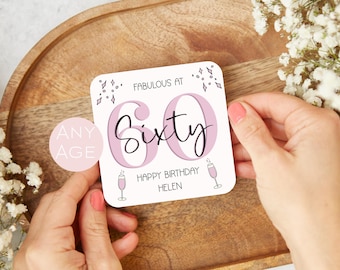 Personalised 60th Birthday Coaster, 60 and Fabulous, 60th Birthday Gift