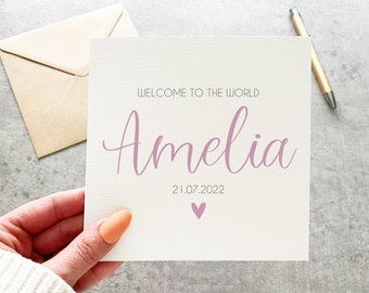 Welcome To The World, New Baby Girl, Baby Girl Card, Personalised New Baby Card, It's A Girl, Congratulations Card, New Baby Card, Baby Boy