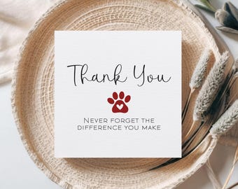 Vet Thank You Card, Never Forget The Difference You Make, Veterinarian Card, Vet Nurse Card, Special Vet Card, Vet Practice Card,