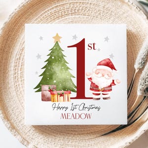 1ère carte de Noël personnalisée, première carte de Noël, carte de Noël souvenir personnalisée, carte de Noël de bébé, carte de père Noël, prénom Noël