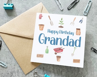 Gardening Grandad Birthday Card, Grandpa Gardener Card, Loves His Allotment