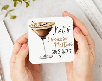 Espresso Martini Goes Here, Cocktail Coasters, Personalised Espresso Martini Coaster, Gift For Her, Funny Coaster, Bar Gift, Coffee Lover