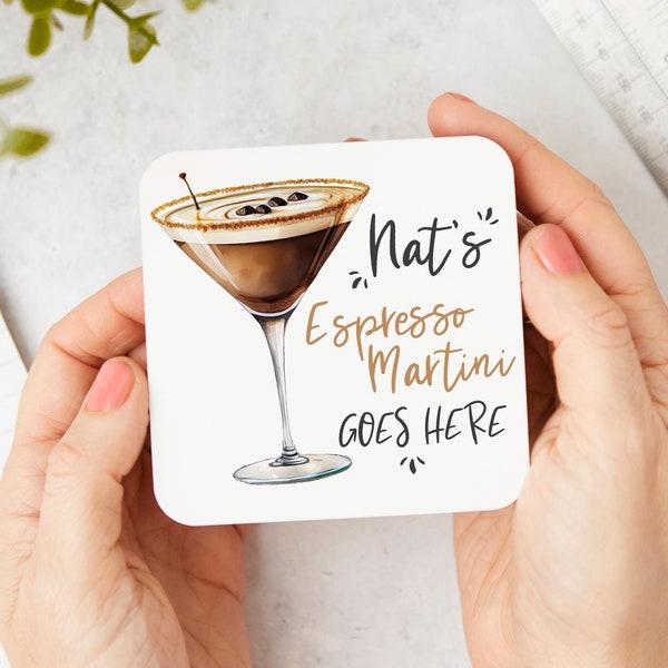 Espresso Martini Goes Here, Cocktail Coasters, Personalised Espresso Martini Coaster, Gift For Her, Funny Coaster, Bar Gift, Coffee Lover