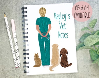 Personalised Vet Notebook, Vet Notes Book, Trainee VetGift, Vet Thank You Gift, Vet Present, A5 Notebook, A4 Notebook