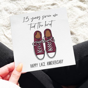 13 Year Anniversary Card, Lace Anniversary Card, Laces Anniversary, Traditional Anniversary Card, 13 Years Anniversary, Funny Pun Card image 8