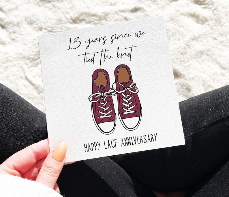 13 Year Anniversary Card, Lace Anniversary Card, Laces Anniversary, Traditional Anniversary Card, 13 Years Anniversary, Funny Pun Card image 8