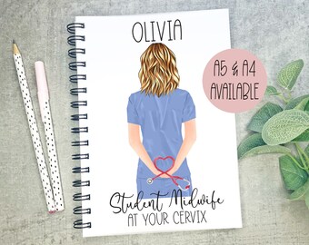 Personalised Student Midwife Notebook, Student Midwife Gift, Student Midwife, Midwife At Your Cervix, Midwifery Gift, Placement Notepad