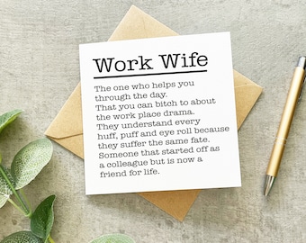 Work Wife Card, Work Bestie, Work Best Friend, Work Wife Birthday Card, Leaving Work Card, Work Bestie Birthday Card, Colleague Card,