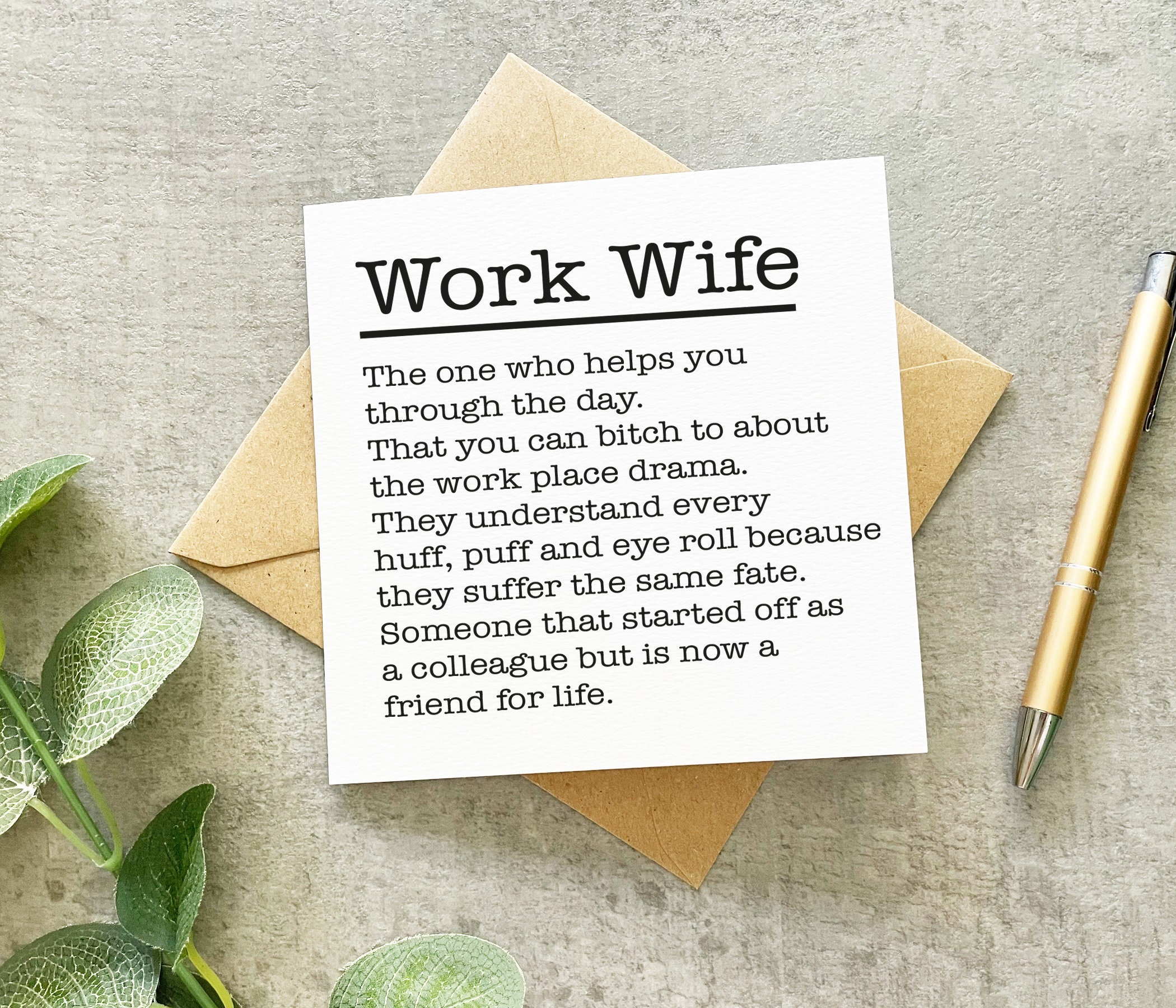 Work Wife Card, Work Bestie, Work Best Friend, Work Wife Birthday Card ...