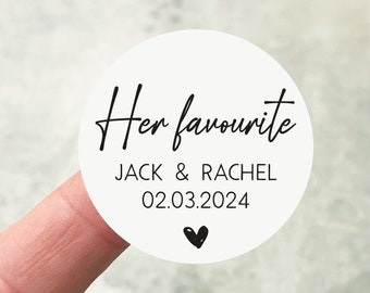 Her Favourite Stickers, Wedding Favour Sticker, Wedding Sweets, His & Her Favourites, Sweet Bag Stickers, Sweet Stickers For Wedding Favours