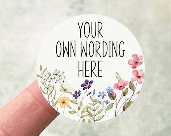 Personalised Stickers, Any Text Stickers, Hen Night Stickers, Baby Shower Stickers, Floral Stickers, Wild Flower Stickers, Own Wording