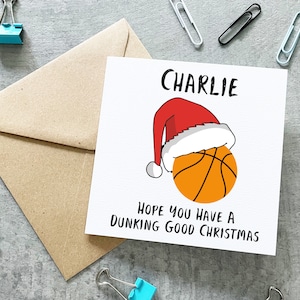Carte de Noël personnalisée de basket-ball, carte de Noël de basket-ball, carte de Noël personnalisée, carte de Noël pour fils, petit-fils, neveu,