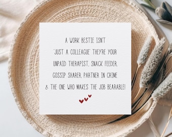 Funny Card For Work Wife, Funny Birthday Card For Colleague, Not Just A Colleague, Work Bestie Card,  Leaving Work Card Colleague,