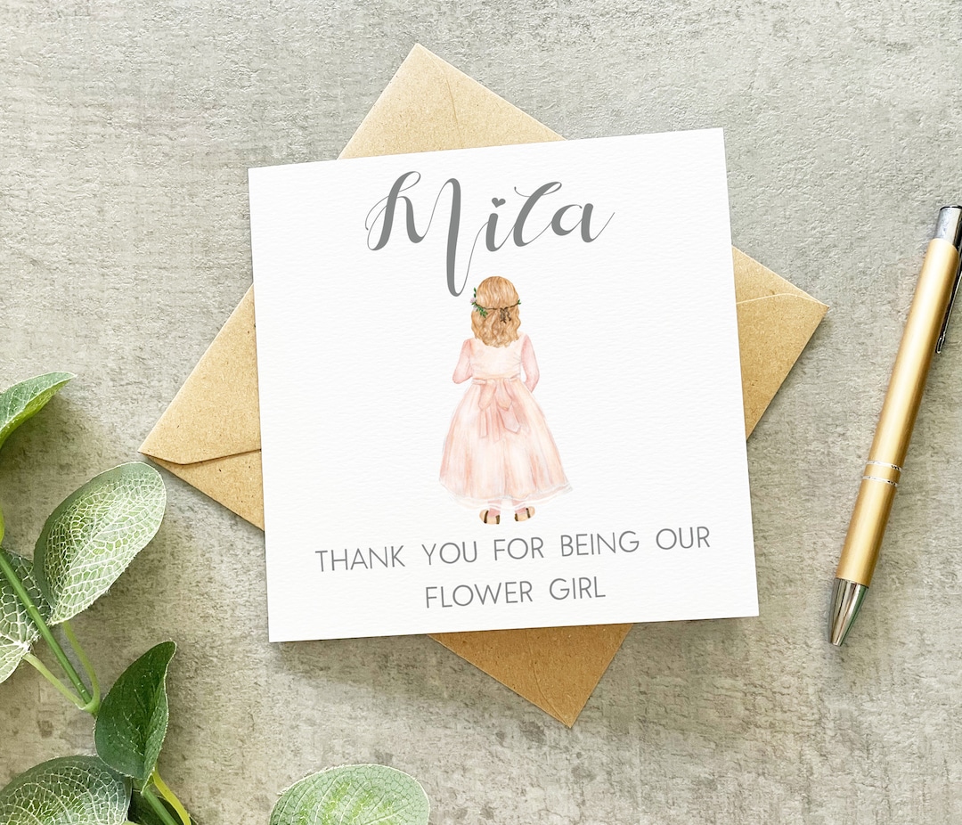 Flower Girl Thank You Card, Thank You for Being Our Flower Girl, Flower ...
