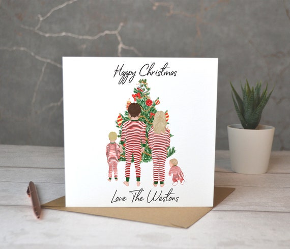 personalised family christmas cards family portrait christmas etsy personalised family christmas cards