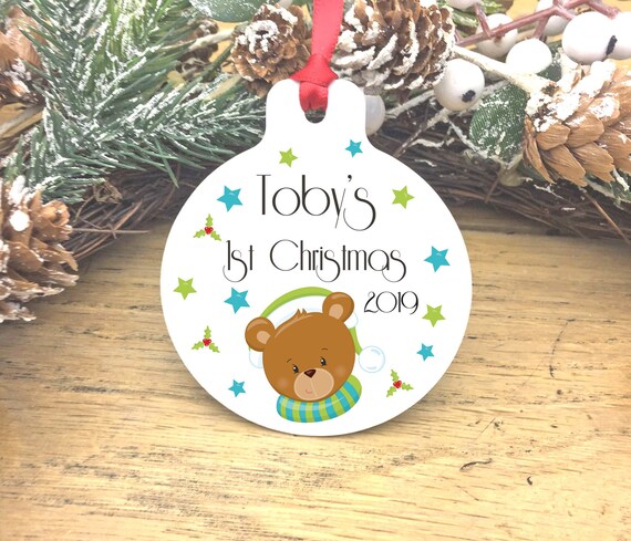 personalised 1st christmas teddy
