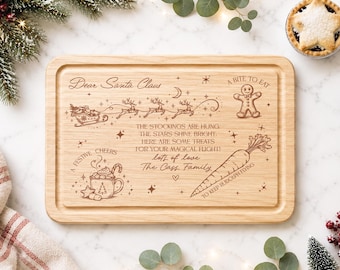 Personalised Christmas Eve Board | Santa Claus Treats | Wooden Christmas Eve Tray | Father Christmas Milk & Cookies | Family Tradition