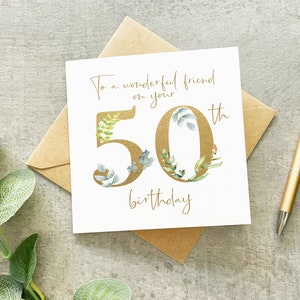 Joyeux cinquantième anniversaire, 50e anniversaire d'une amie, merveilleuse amie, carte meilleure amie, cinquantième anniversaire d'une amie fabuleuse, 50e anniversaire pour elle