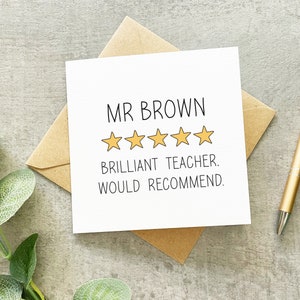 Carte de remerciement personnalisée pour professeur, avis de professeur, carte de professeur drôle, carte de professeur sarcastique, carte de fin d'année, carte de Noël de professeur