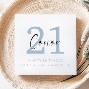 Carte personnalisée de 21 ans de petit-fils, 21e anniversaire de petit-fils, carte d'anniversaire personnalisée de petit-fils, carte 21 aujourd'hui, carte spéciale petit-fils