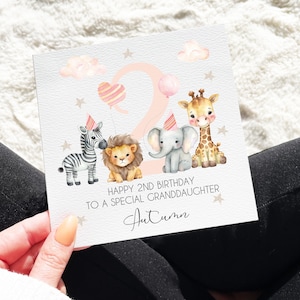 Personalised Niece 1st 2nd 3rd Birthday Card, Niece 1st Birthday, 2nd Birthday, Animal Niece Birthday Card, Animal Party Card, For Niece image 5
