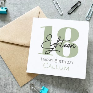 Carte d'anniversaire personnalisée pour 18 ans, garçon, 18e anniversaire de fille, carte d'anniversaire pour frère, neveu, petit-fils, 18e anniversaire