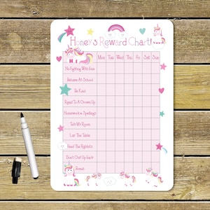 Unicorn Reward Chart, Unicorn Reward System, Reusable Reward Chart, Unicorn Sticker Chart, Childrens Chart, Dry Wipe Reward Chart, Dry Erase
