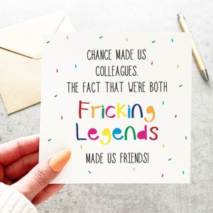 Carte drôle de femme de travail, chance nous a fait des collègues, carte Bestie de travail, Fricking Legends, nouvel emploi, quitter le travail