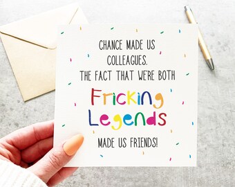 Funny Work Wife Card, Chance Made Us Colleagues, Work Bestie Card, Fricking Legends, New Job, Leaving Work