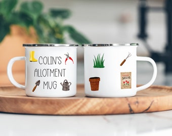 Personalised Allotment Mug, Gift For Allotment, Allotment Gift, Allotment Cup, Metal Allotment Cup, Enamel Mug For Allotment,