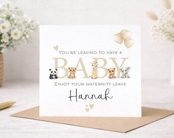Good Luck On Maternity Leave Card, Baby Shower Card With Safari Animals, Gender Neutral, Leaving Work